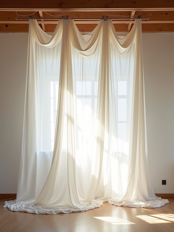 ethereal suspended fabric installations
