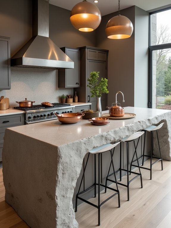 exposed aggregate kitchen islands