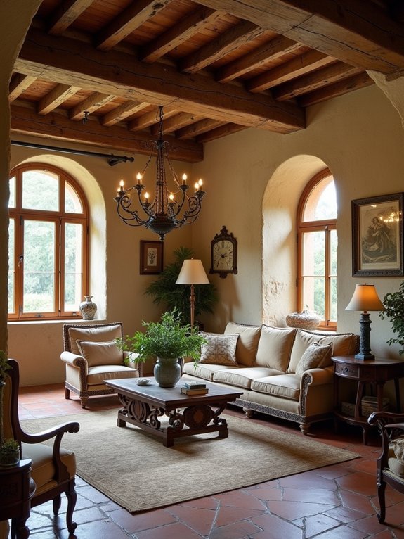 exposed rustic wooden beams