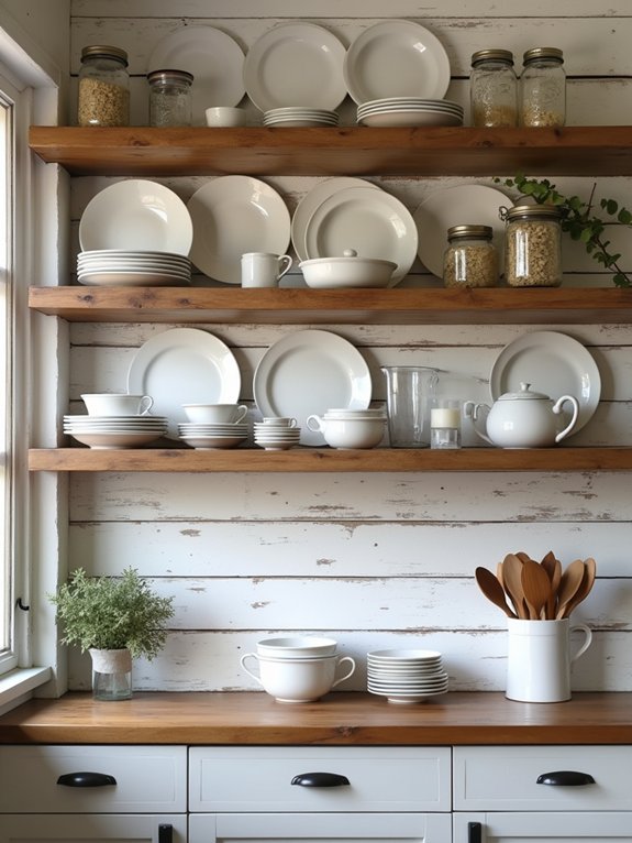 farmhouse open plate racks