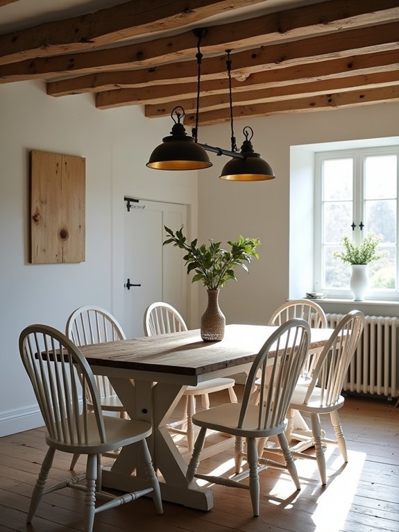 farmhouse table and seating