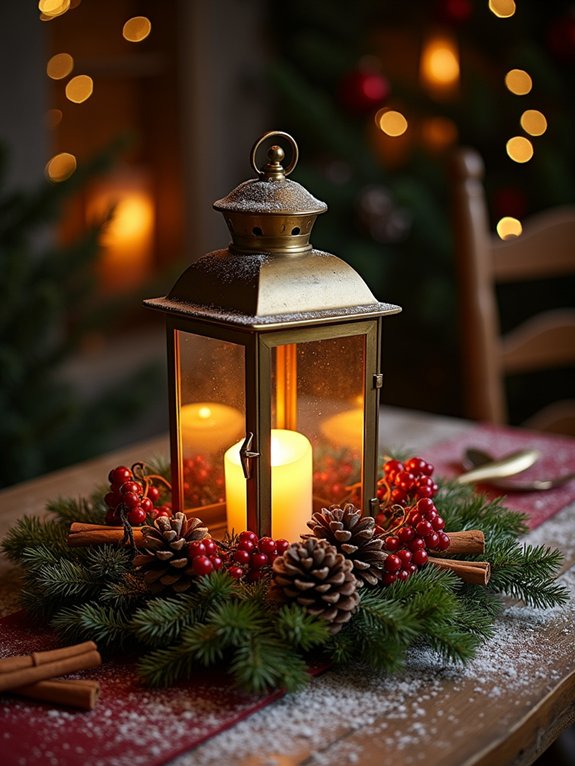 festive natural lantern centerpiece