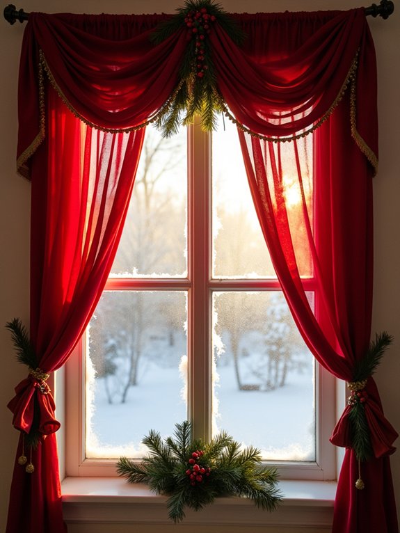 festive ribbon and holly