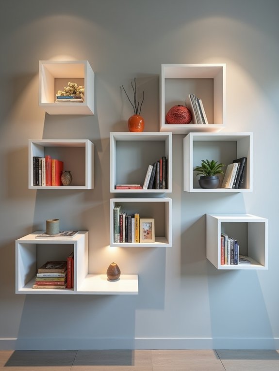 floating cube shelf display