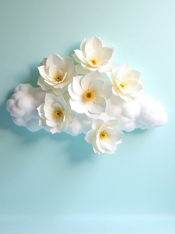 floating paper flower installation