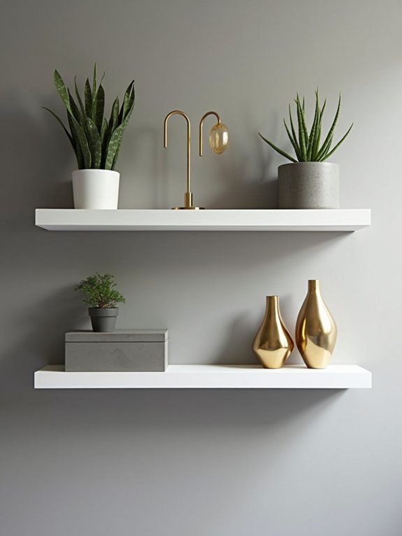 floating shelves for organization