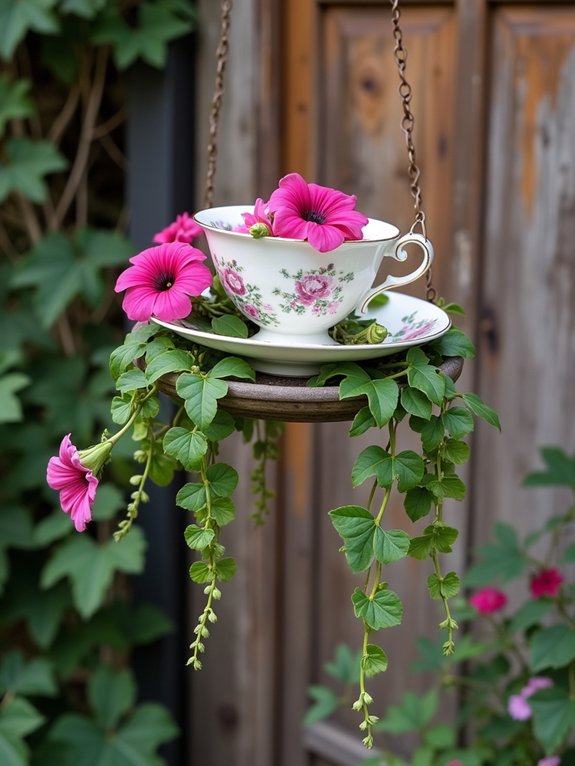 floating teacup garden display