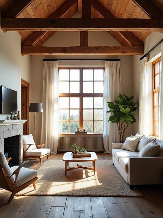 floor to ceiling rustic windows