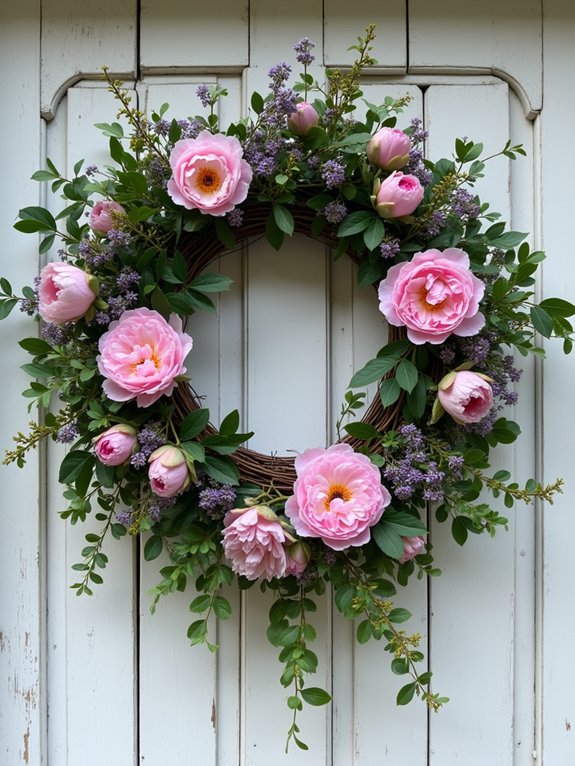 fresh garden flower wreath