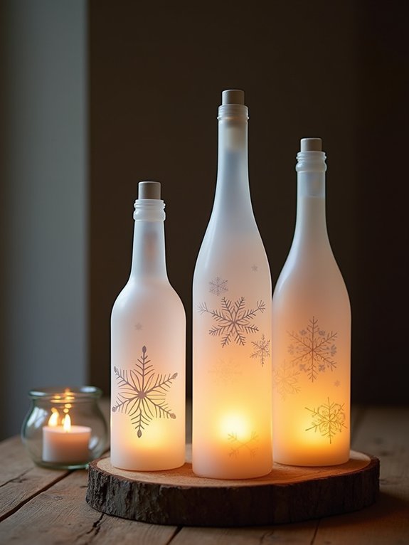 frosted bottle candleholders project