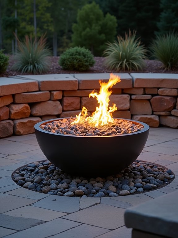 gabion rock wall fire feature