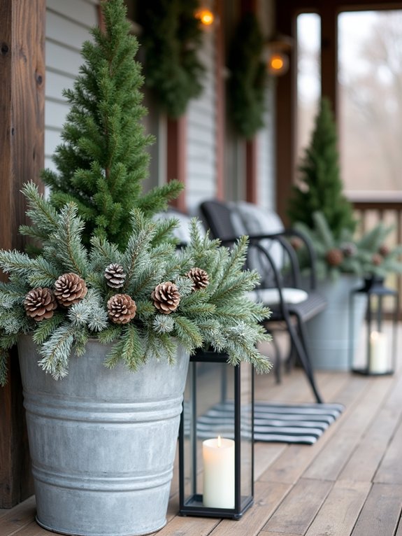 galvanized metal with greenery