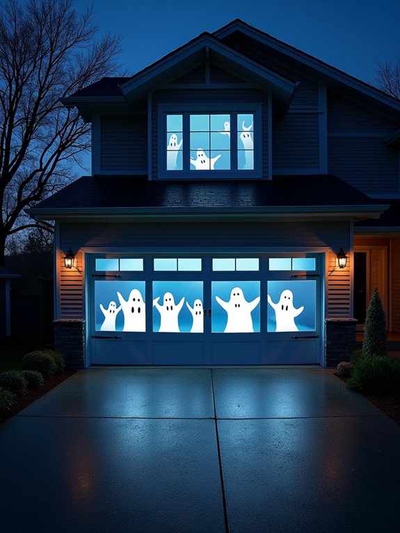 garage door spooky projections