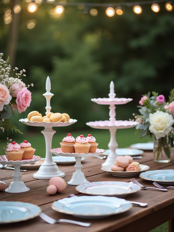 garden themed dessert display