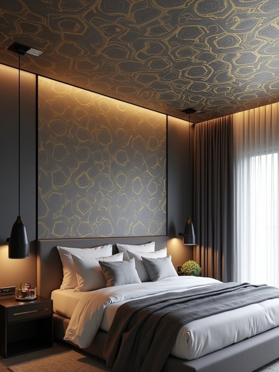 geometric ceiling wallpaper transformation