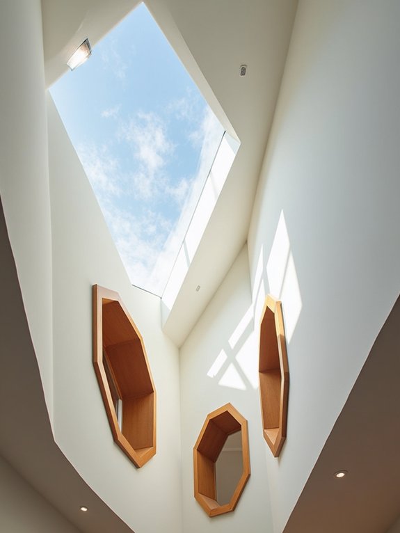 geometric ceilings with skylights
