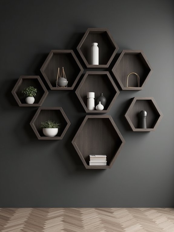 geometric grid wall display