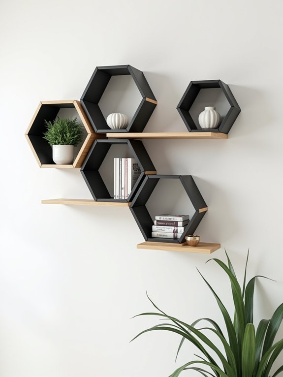 geometric hexagon wall shelves