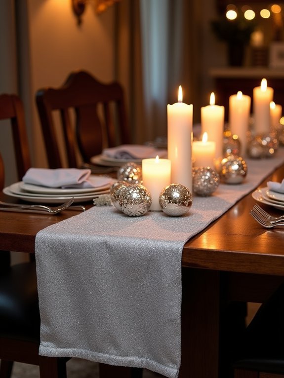 glamorous silver sequined runner