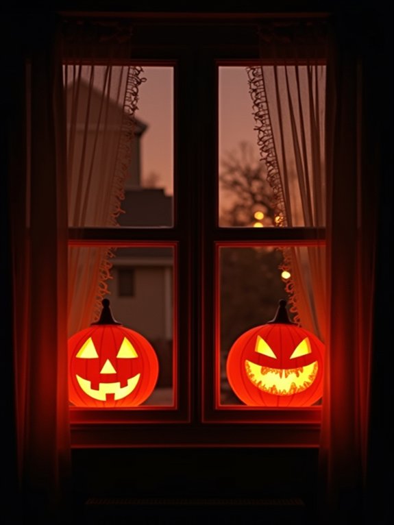 glowing jack o lantern window display
