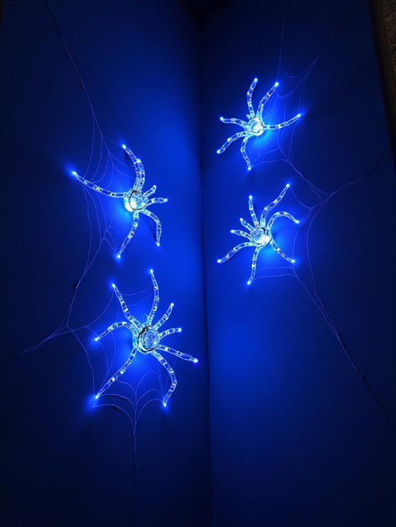 glowing led spider installation