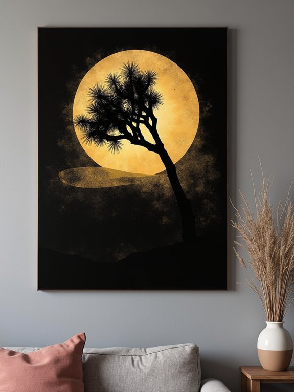 gold leafed desert canvas art