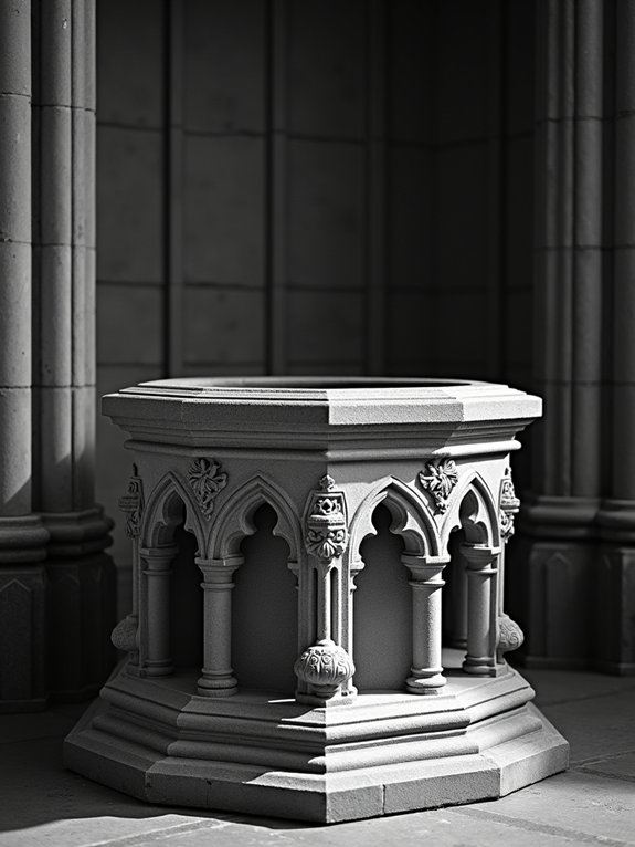gothic carved baptismal fonts