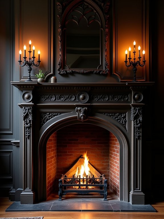 gothic fireplace ornate details