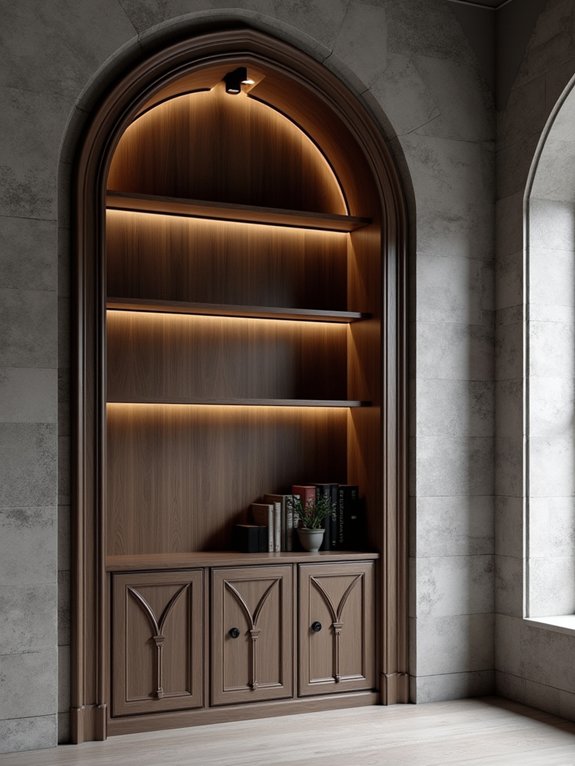 gothic inspired shelving design