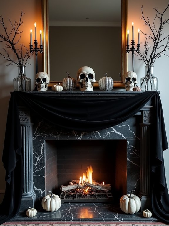 gothic mantelpiece halloween display