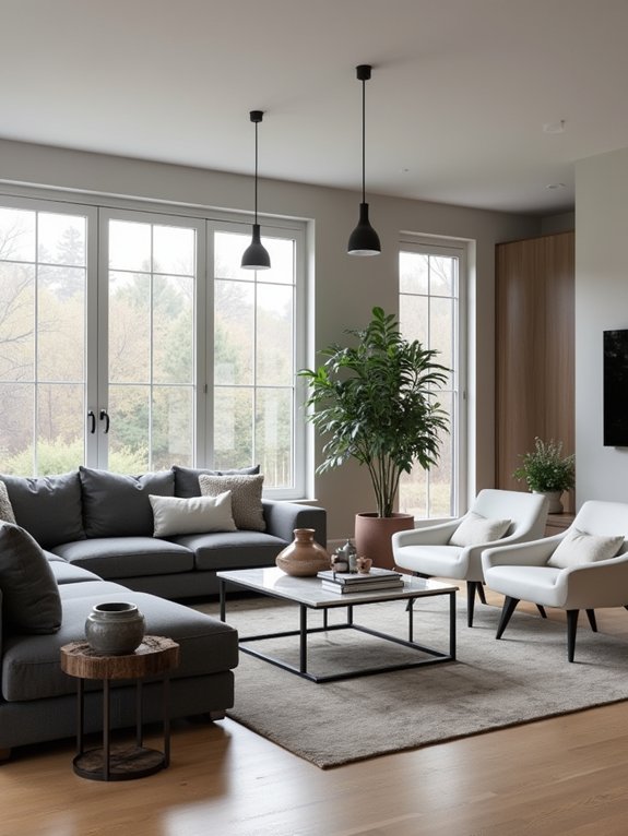 gray open concept living design