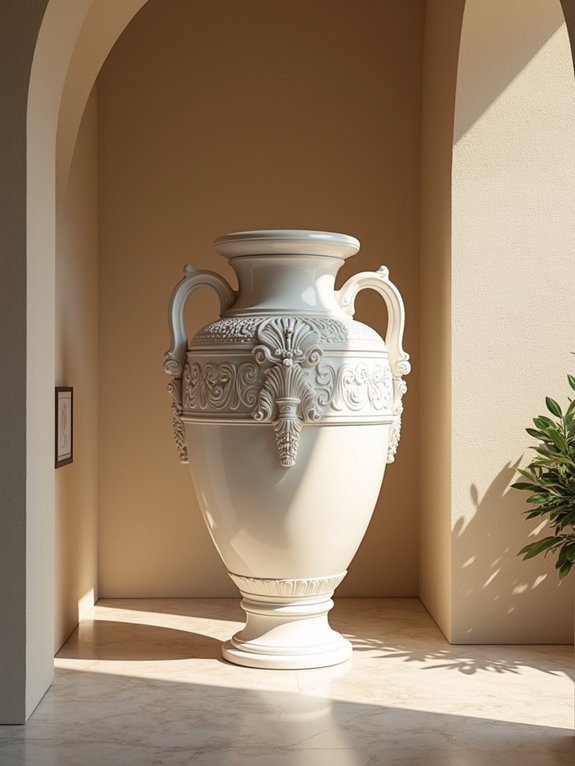grecian urns enhance decor