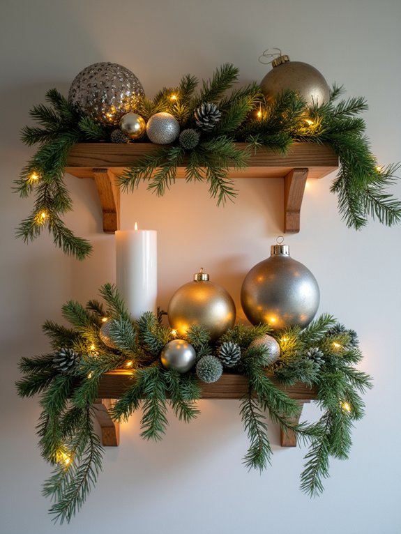greenery and ornaments display