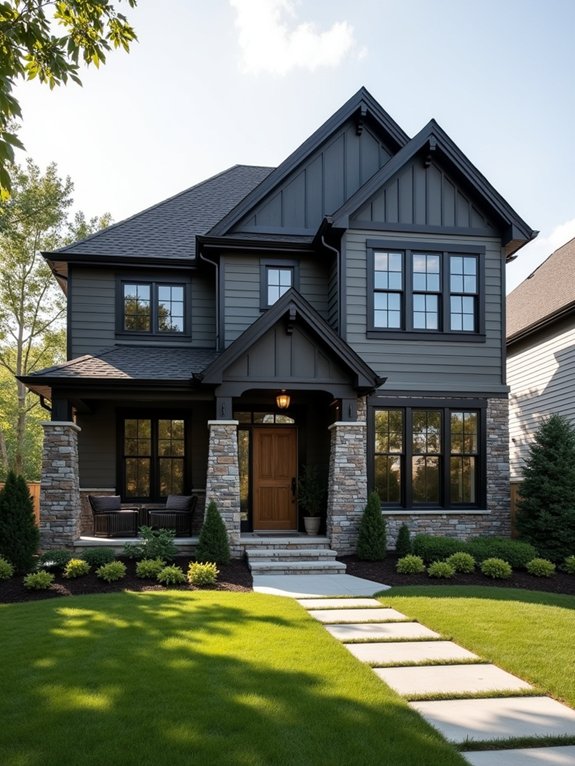 grey stone and siding