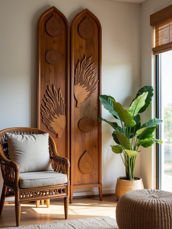 hand carved wooden decor elements