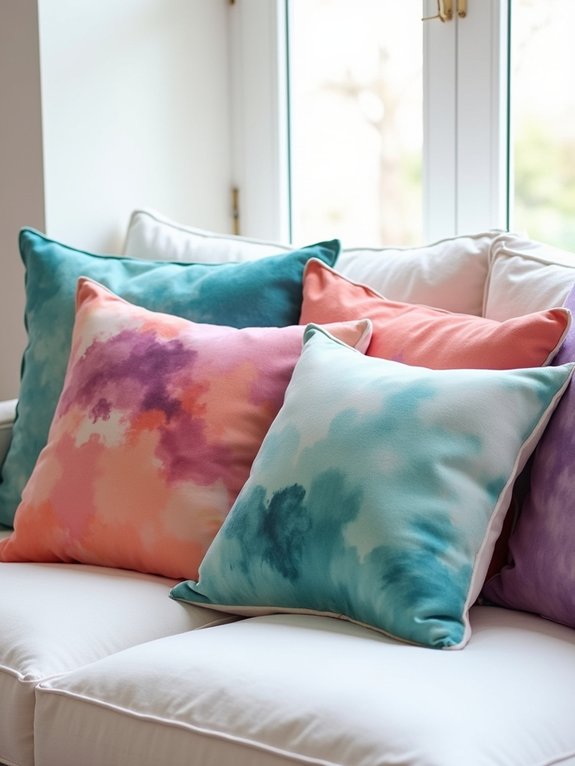 hand painted watercolor pillow decor