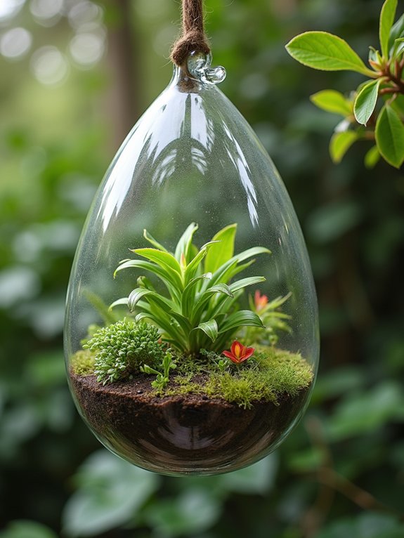 hanging glass terrarium gardens