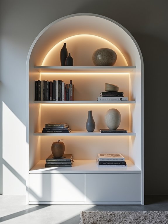 illuminated bookshelf model displays