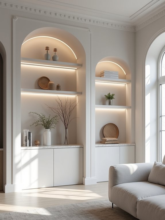 illuminated built in wall niches