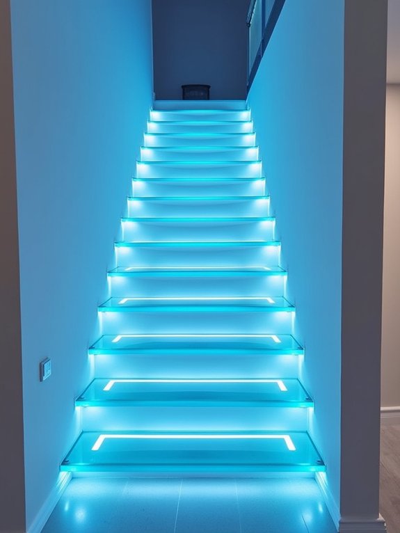 illuminated floating staircase design