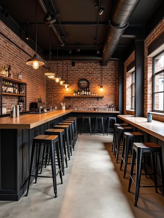 industrial chic basement bar