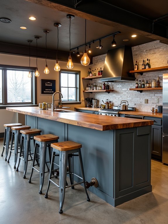 industrial style bar seating