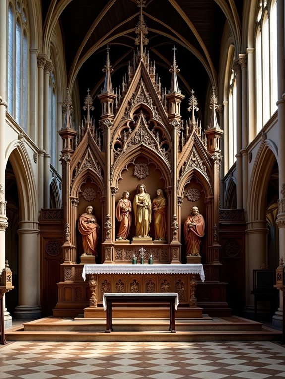 intricate wooden altar screens