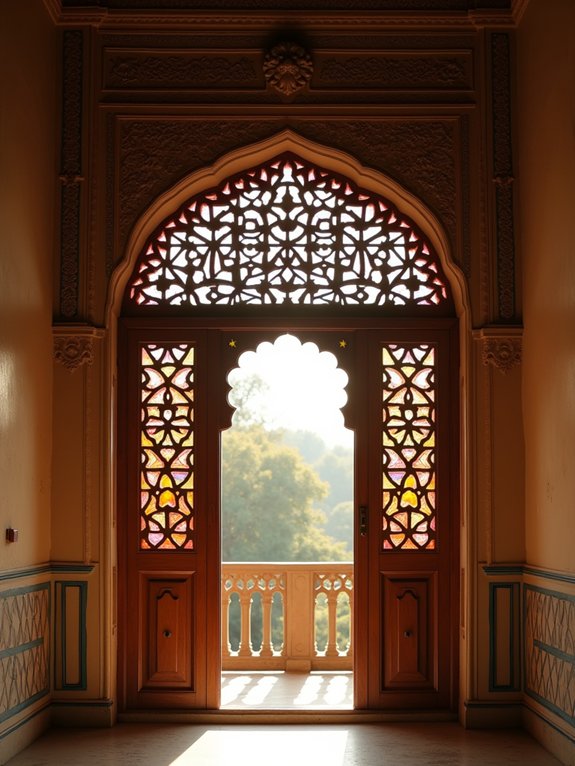 intricate wooden window frames