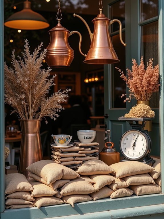 inviting vintage coffee display