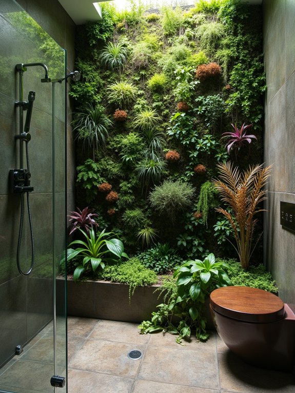 lush vertical garden shower
