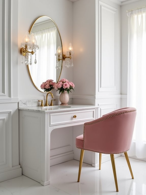 luxurious velvet bathroom seating