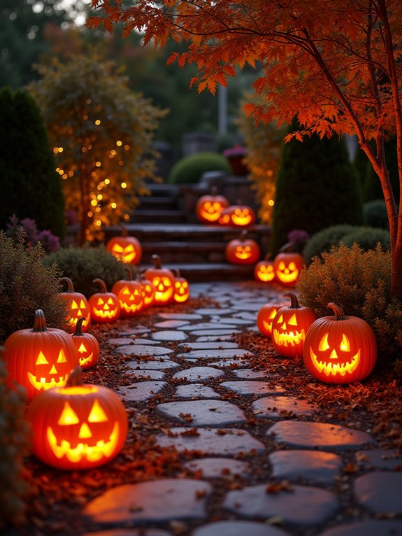 magical carved pumpkin display
