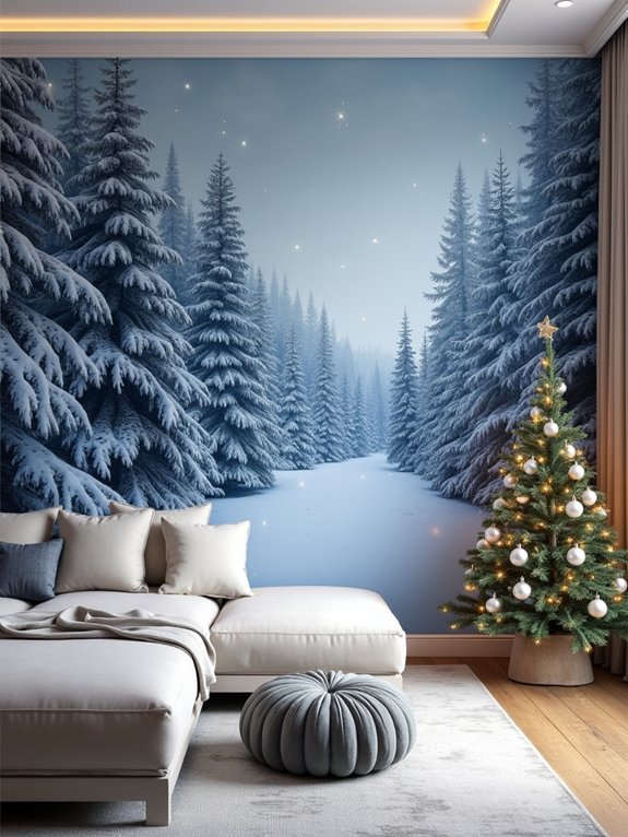 magical winter forest mural