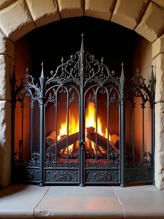 medieval inspired iron fireplace screens